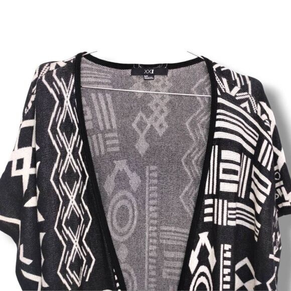 Forever 21 Vest Sz OS Long Open Front Black Hippie Cotton Boho Bohemian Western - Picture 4 of 9